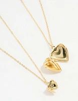 Gold Plated Heart Pendant Necklaces 2-Pack