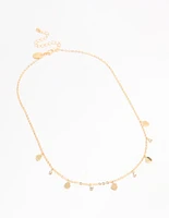 Gold Plated Cubic Zirconia & Heart Charm Pendant Necklace