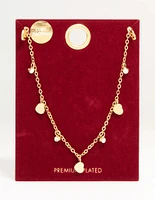 Gold Plated Cubic Zirconia & Heart Charm Pendant Necklace