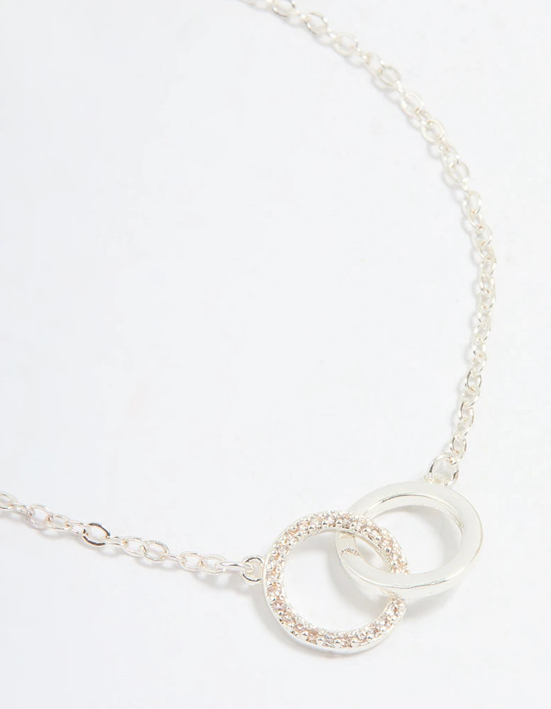 Gold & Silver Plated Brass Cubic Zirconia Link Bracelets 2-Pack