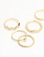 Gold Plated Zigzag Stacking Rings 7-Pack