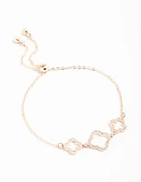 Rose Gold Cubic Zirconia Flower Trio Bracelet