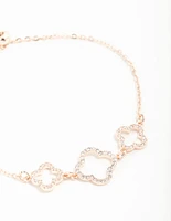 Rose Gold Cubic Zirconia Flower Trio Bracelet