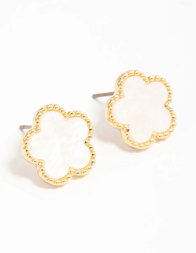 Gold Plated Flower Stud Earrings