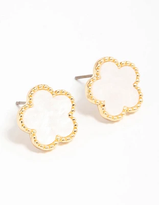 Gold Plated Flower Stud Earrings