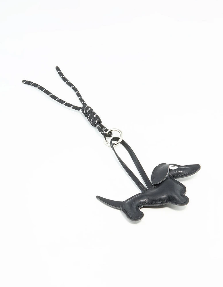 Black PU Leather Sausage Dog Key Chain