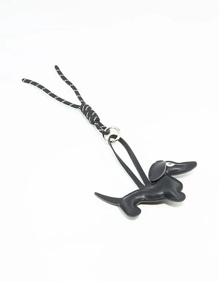 Black PU Leather Sausage Dog Key Chain