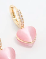 Gold Plated Cubic Zirconia Heart Hoop Earrings