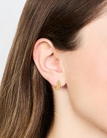 Gold Plated Cubic Zirconia Mini Vine Huggie Earrings