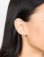 Gold Plated Cubic Zirconia Double Layered Hoop Earrings
