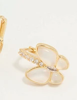 Gold Plated Cubic Zirconia Butterfly Huggie Earrings