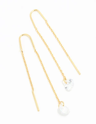 Gold Plated Cubic Zirconia Thread Through Earrings