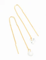 Gold Plated Cubic Zirconia Thread Through Earrings