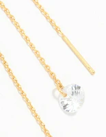 Gold Plated Cubic Zirconia Thread Through Earrings