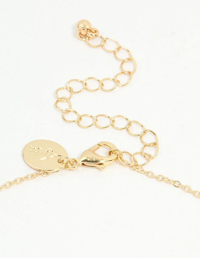 Gold Plated Cubic Zirconia Small Bow Pendant Necklace