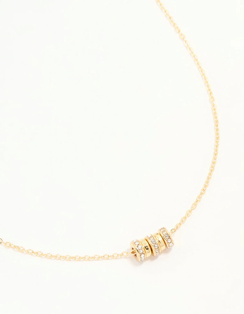 Gold Plated Cubic Zirconia Rondell Necklace