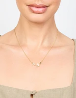 Gold Plated Cubic Zirconia Butterfly Pendant Necklace