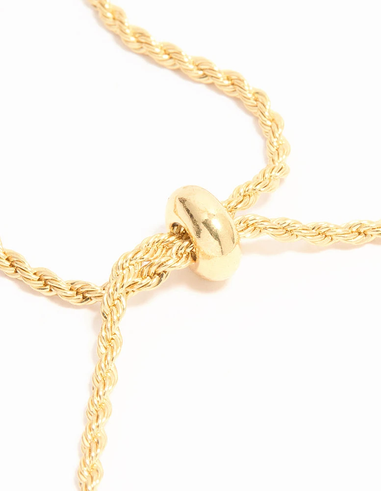 Gold Plated Detailed Chain Toggle Bracelet