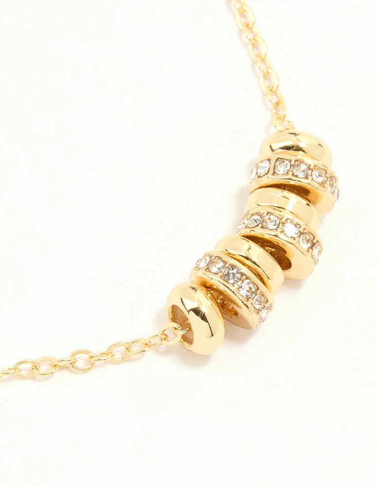 Gold Plated Cubic Zirconia Rondell Toggle Bracelet