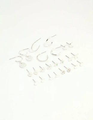 Silver Celestial Hoop & Stud Earrings 12-Pack