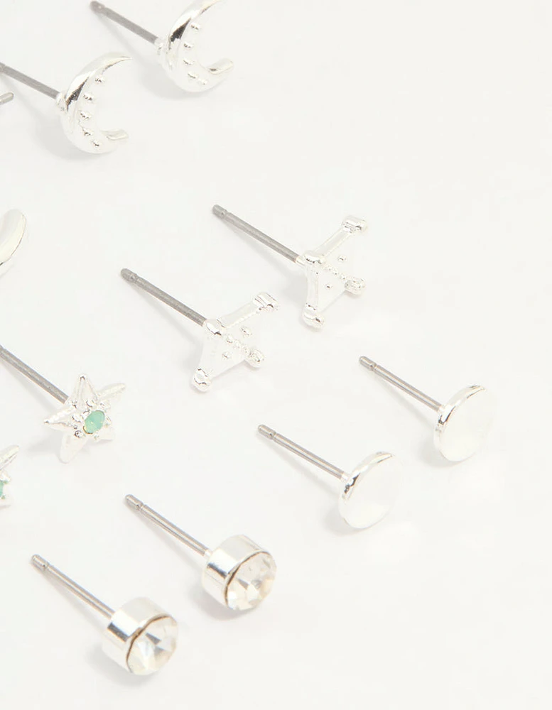 Silver Celestial Hoop & Stud Earrings 12-Pack