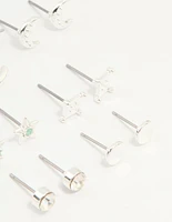 Silver Celestial Hoop & Stud Earrings 12-Pack