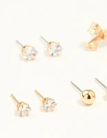 Gold Diamante & Pearl Earrings Stack 7-Pack