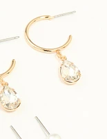 Gold Diamante & Pearl Earrings Stack 7-Pack