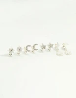 Silver Star & Moon Clip-On Earrings 4-Pack