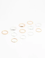 Mixed Metal Textured Spiral Stacking Rings 12-Pack
