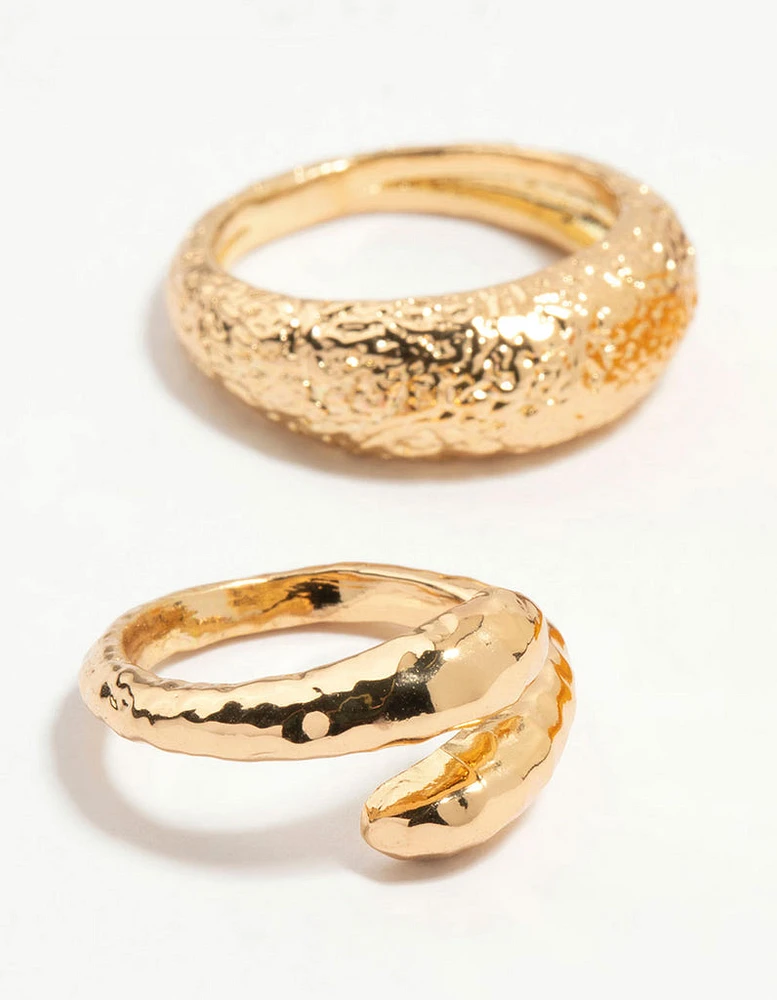 Gold Acrylic Bubble Stacking Rings 5-Pack