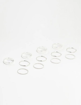 Silver Thick Simple Stacking Rings 12-Pack