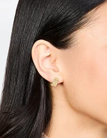Gold Plated Cubic Zirconia Checkered Mini Hoop Earrings