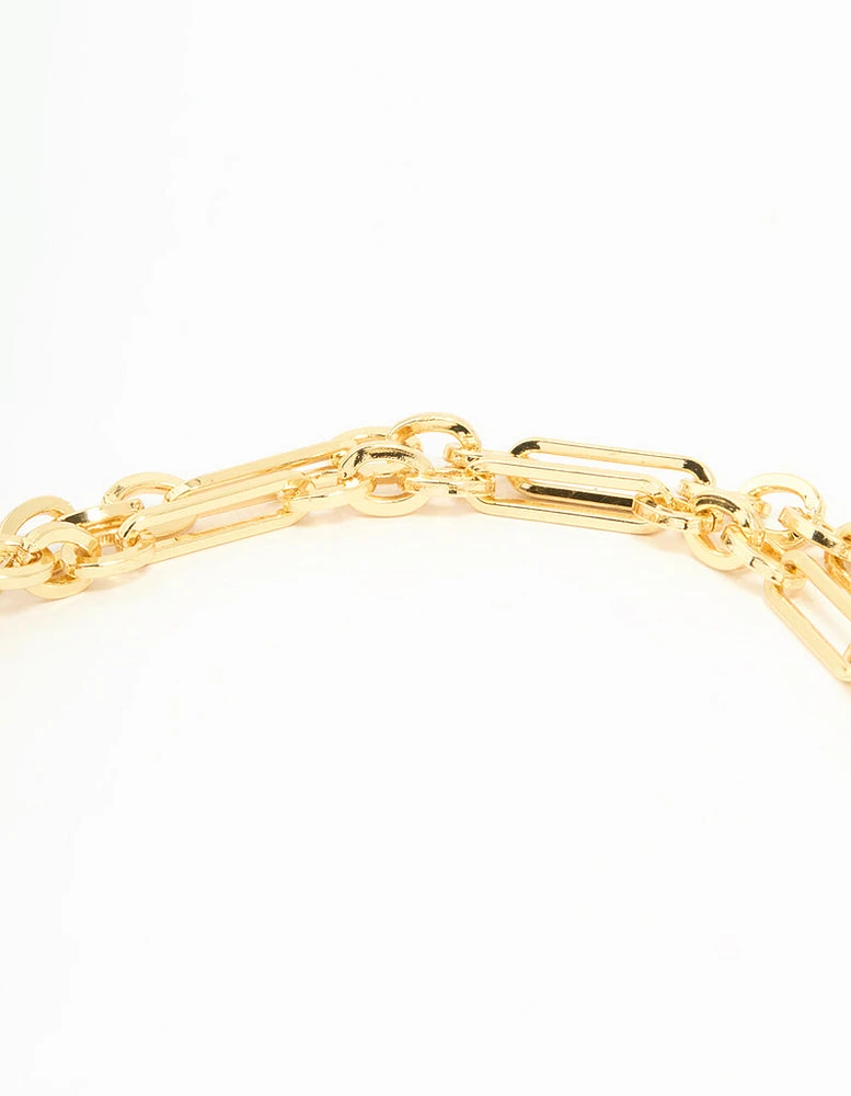 Gold Plated Heart Pendant Chain T & O Necklace