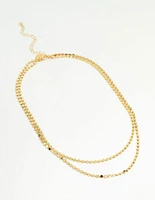 Gold Plated Disc Chain Layered Necklace