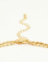 Gold Plated Disc Chain Layered Necklace