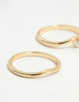 Gold Plated Organic Wave Stacking Rings 4-Pack