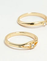 Gold Plated Organic Wave Stacking Rings 4-Pack