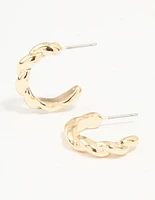 Gold Twisted Hoop Earrings