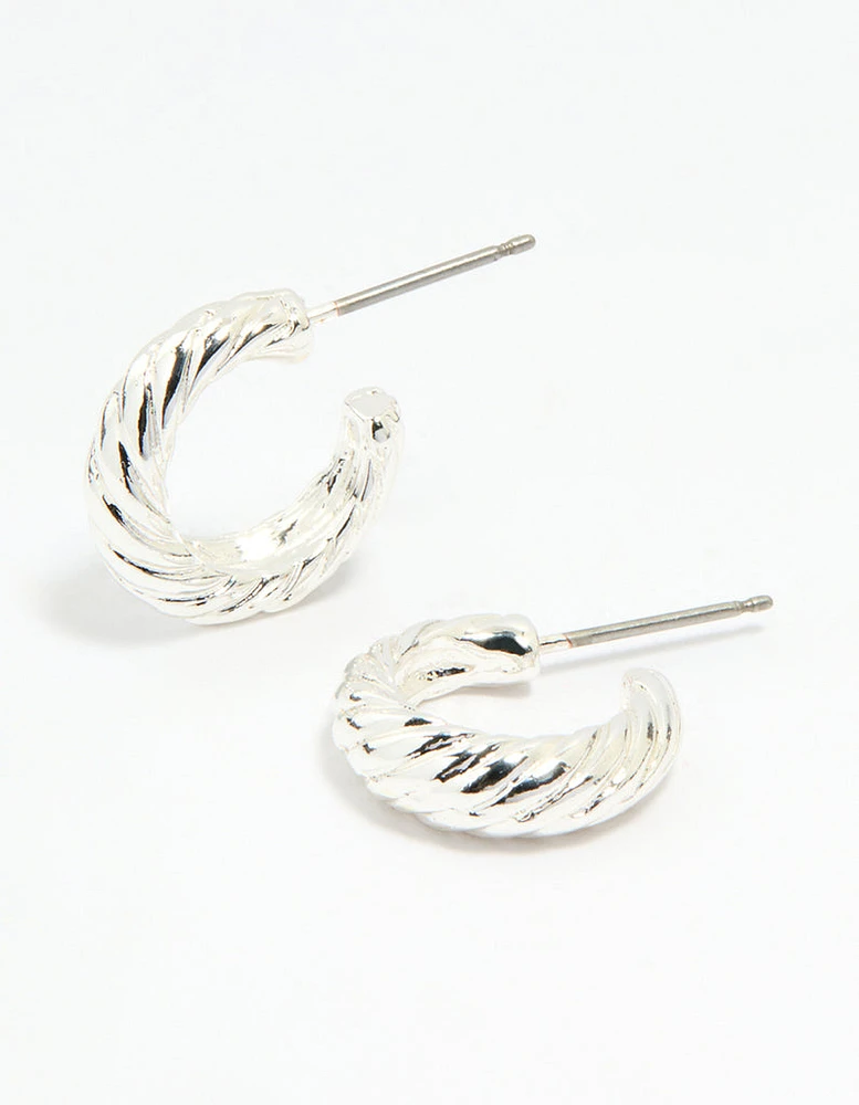 Silver Crescent Hoop Earrings
