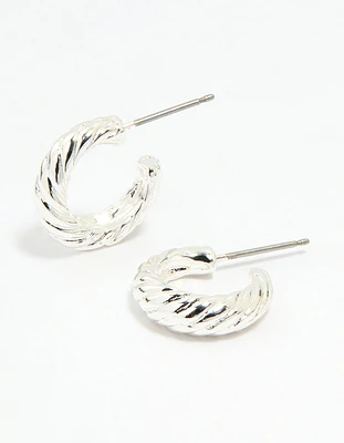 Silver Crescent Hoop Earrings