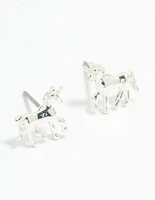Silver Unicorn Stud Earrings