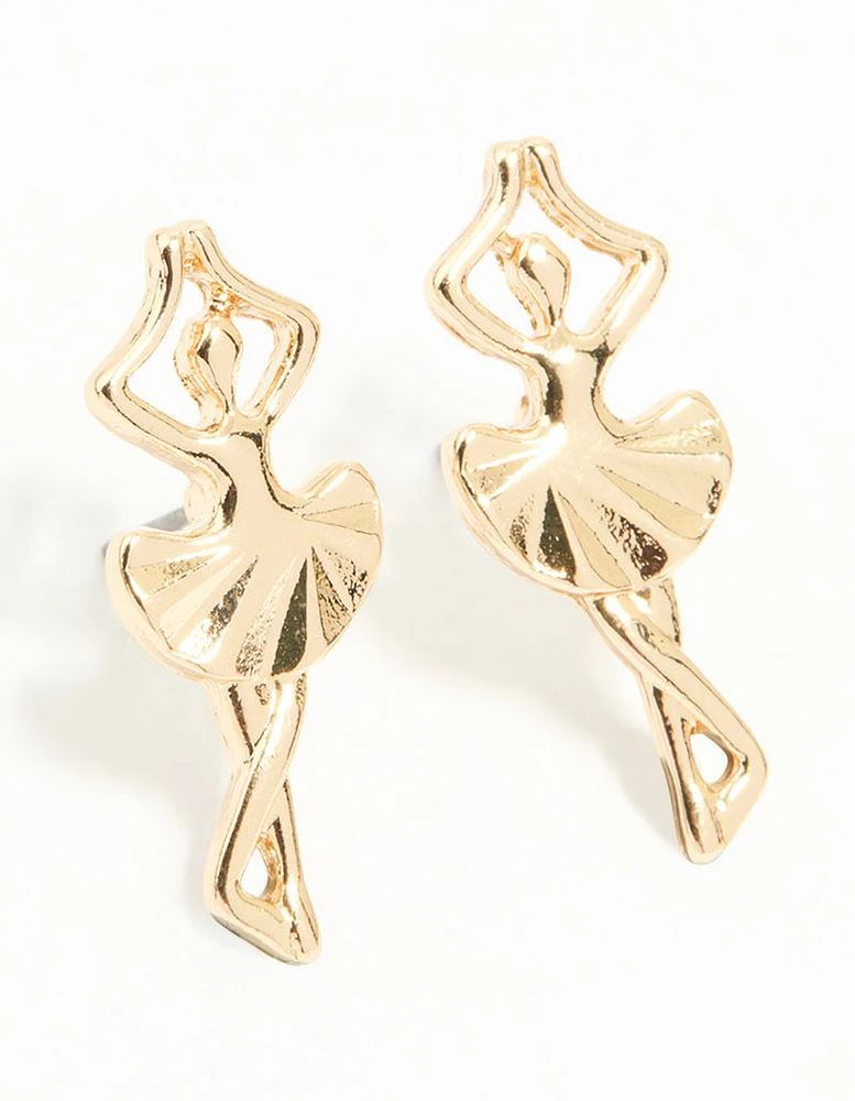 Gold Ballerina Stud Earrings