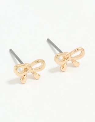Gold Petite Bow Stud Earrings