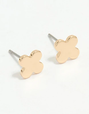 Gold Oval Cross Stud Earrings