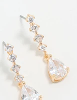 Gold Cubic Zirconia Mini Pear Drop Earrings