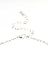 Silver Cubic Zirconia Cross & Heart Charm Necklace
