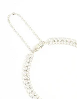 Silver Cubic Zirconia Layered Tennis Bracelet