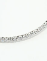 Silver Cubic Zirconia Open Floral Bangle