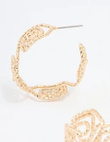 Gold Textured Twisted Hoop Earrings